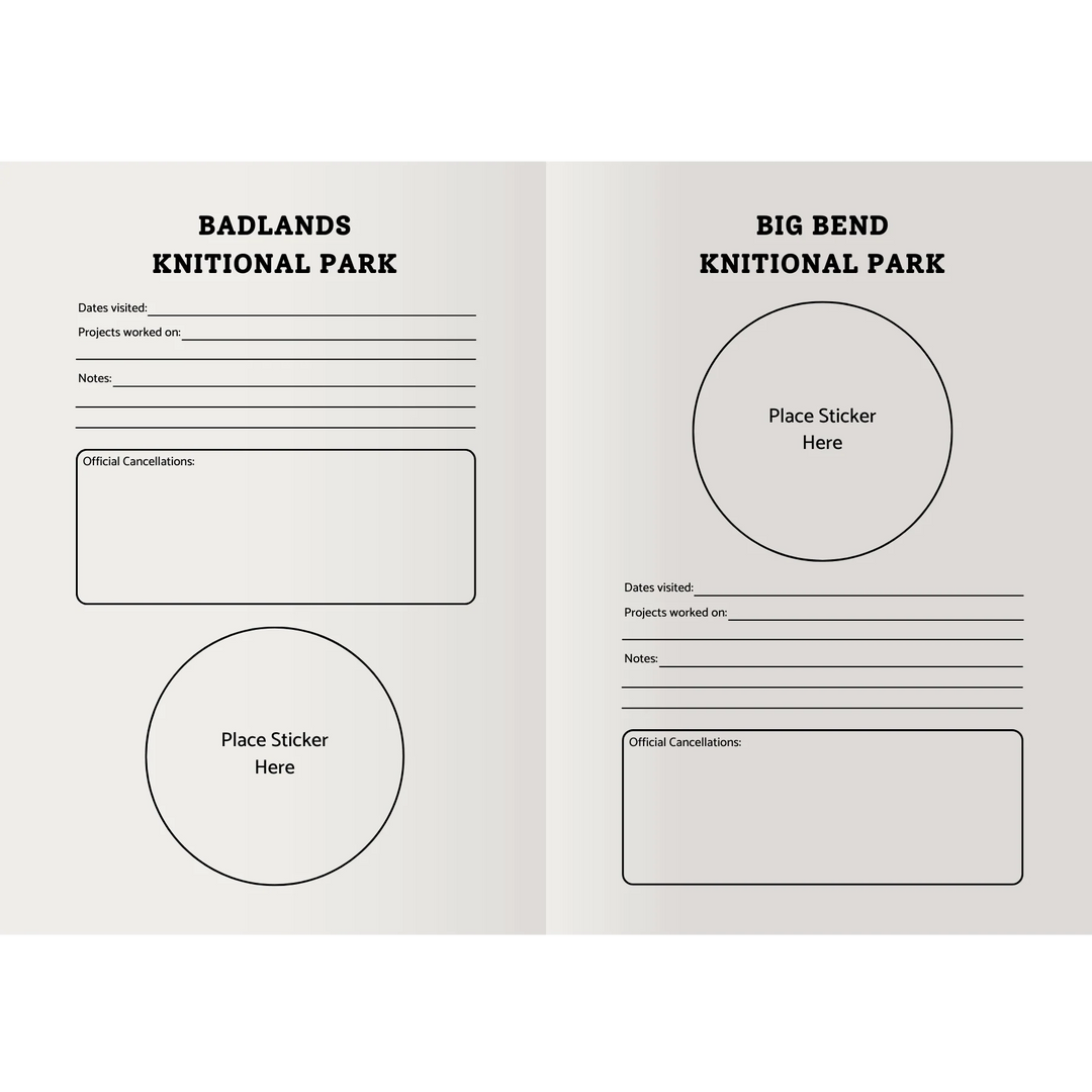 Knitional Parks Passport Book