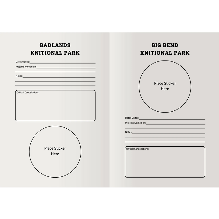 Knitional Parks Passport Book