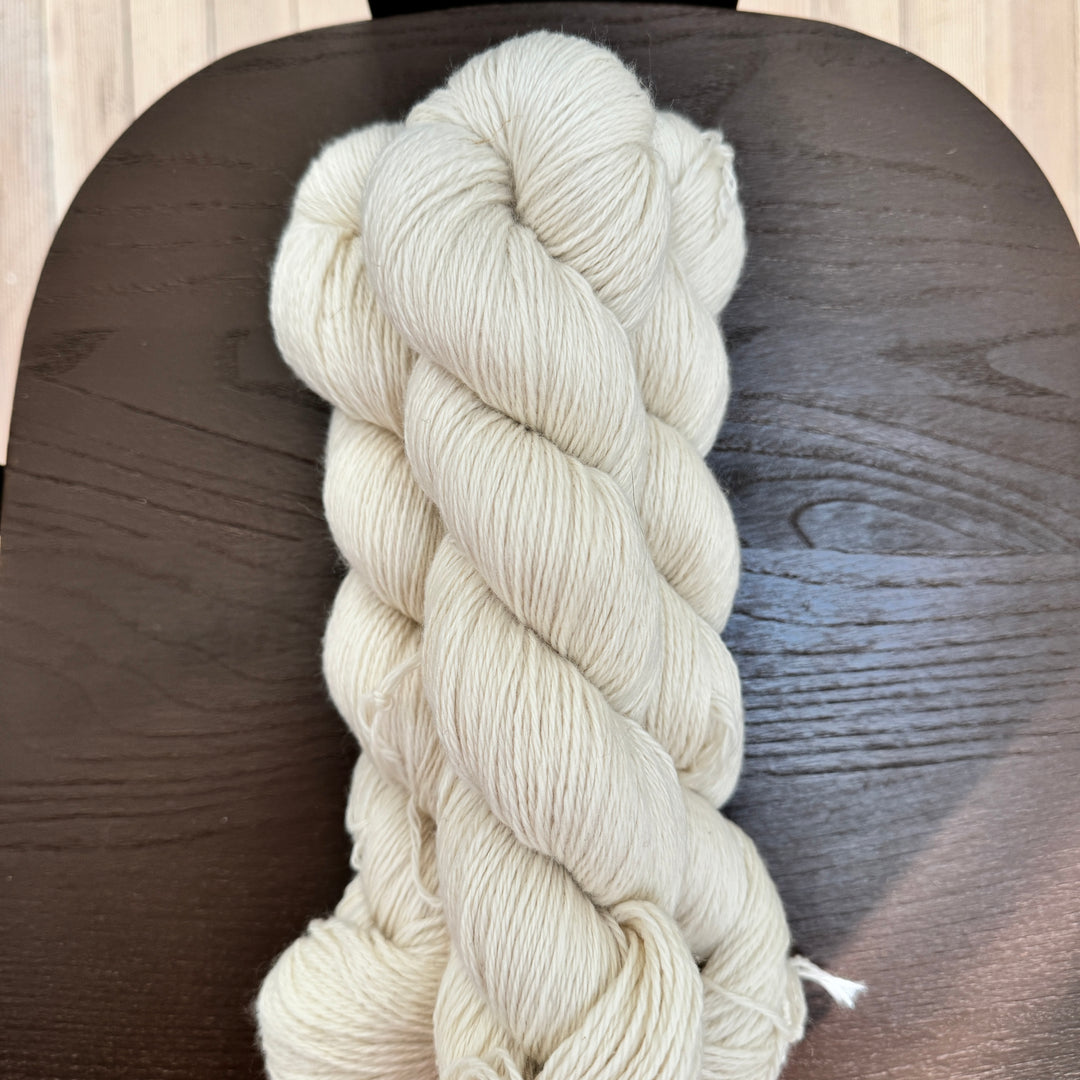 Skeins of white yarn.