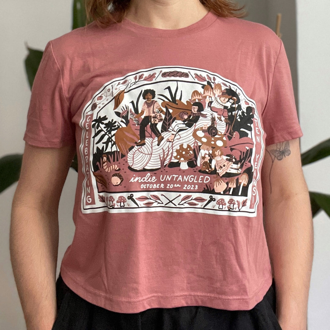 Indie Untangled 10th Anniversary T-shirt - Mauve Cropped - Preorder