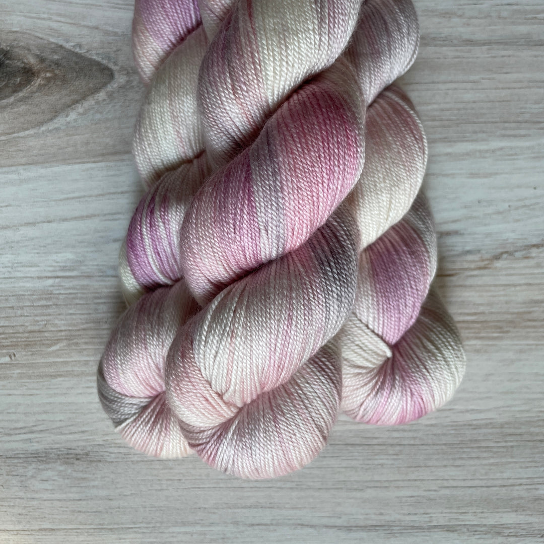 Pink and cream yarn.