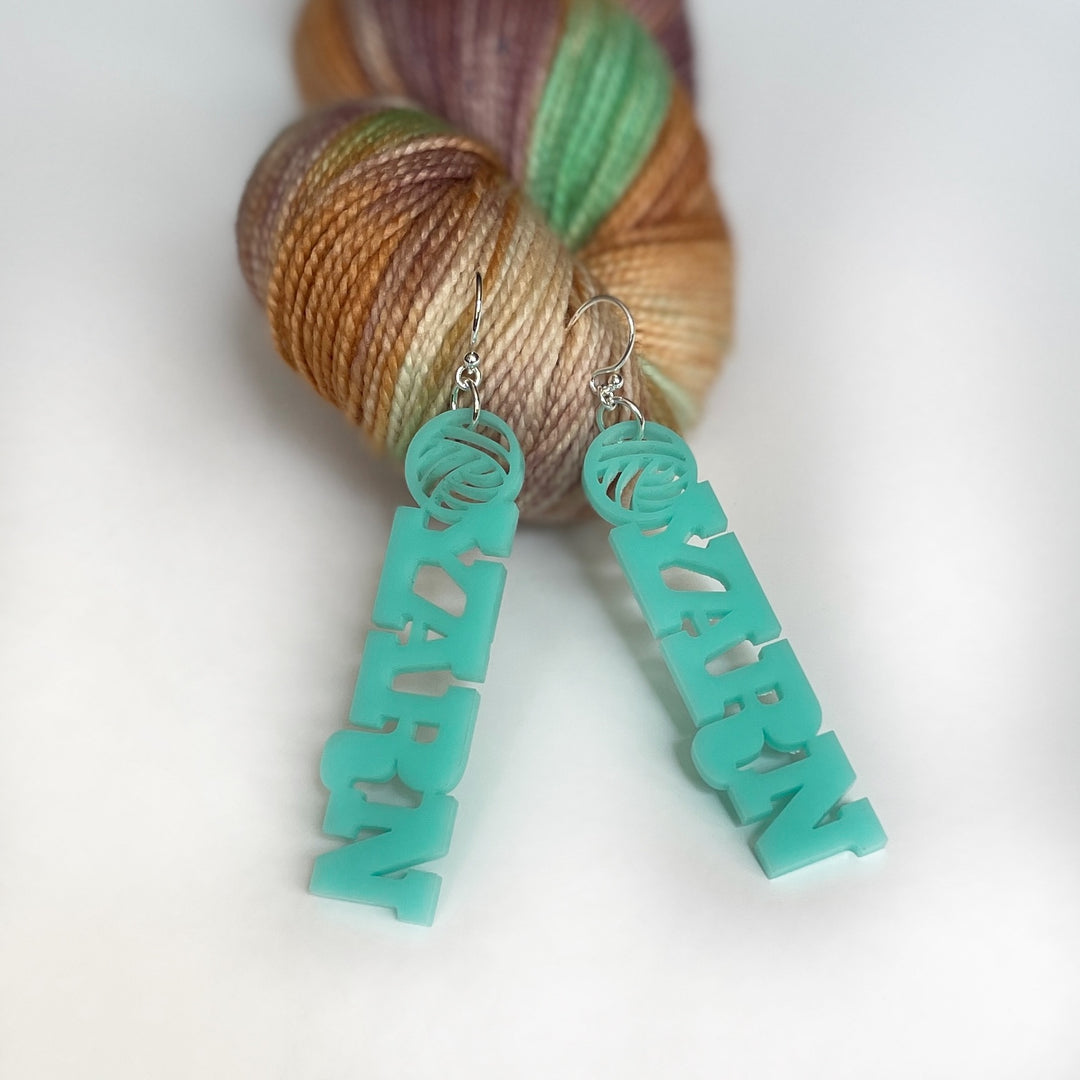 Indie Untangled Yarn Dangle Earrings - Turquoise Opaque