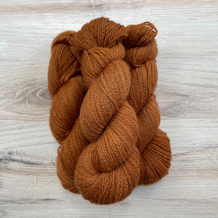 Skeins of orange yarn.
